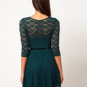 Women Sexy Party Half Sleeve Lace Dress