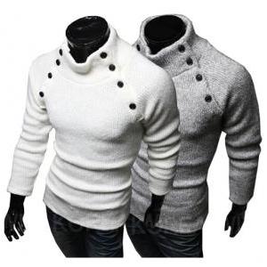 Men Long Sleeve Casual Solid Knitting Sweater Coat..