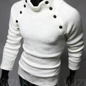 Men Long Sleeve Casual Solid Knitting Sweater Coat..