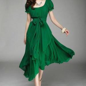 Women Irregular Long Maxi Chiffon Dress