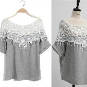 Women Lace Hollow Out Crochet Shawl Collar Batwing..