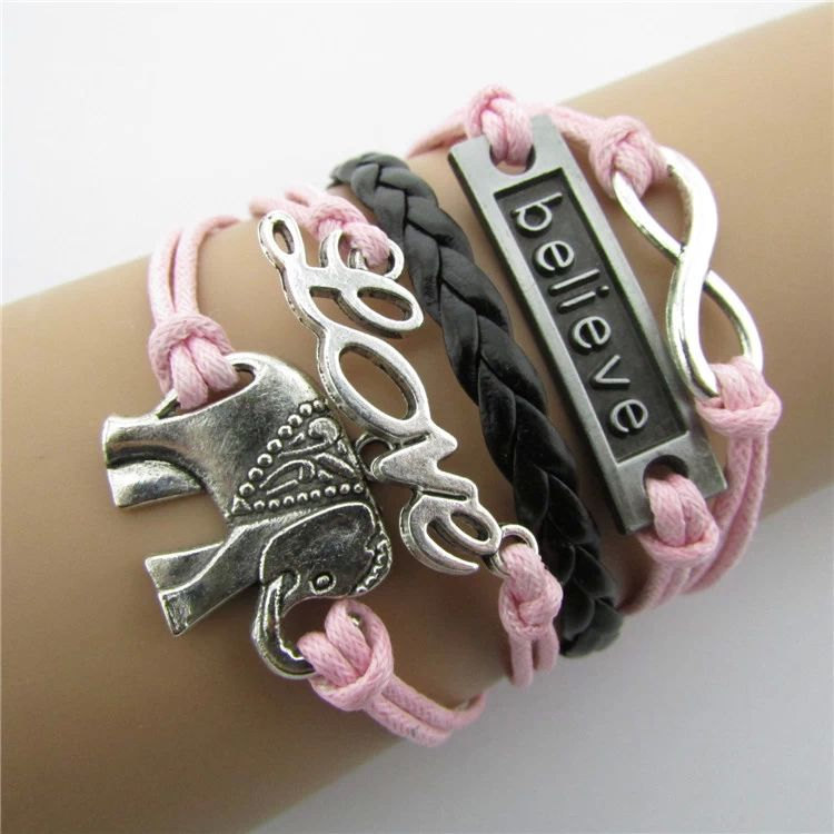 Love Bracelet,elephant Bracelet,eight Bracelet,infinity Bracelet,retro Bracelet, Friendship Bracelet,christmas Gift,personalized,believe