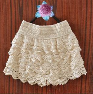 Women Flower Lace Crochet Mini Shorts Skirt