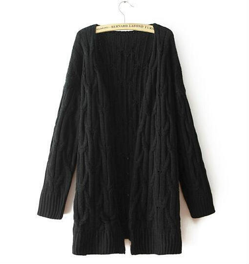 Women Autumn Winter Long Sleeve Candy Color Knitting Cardigan Long